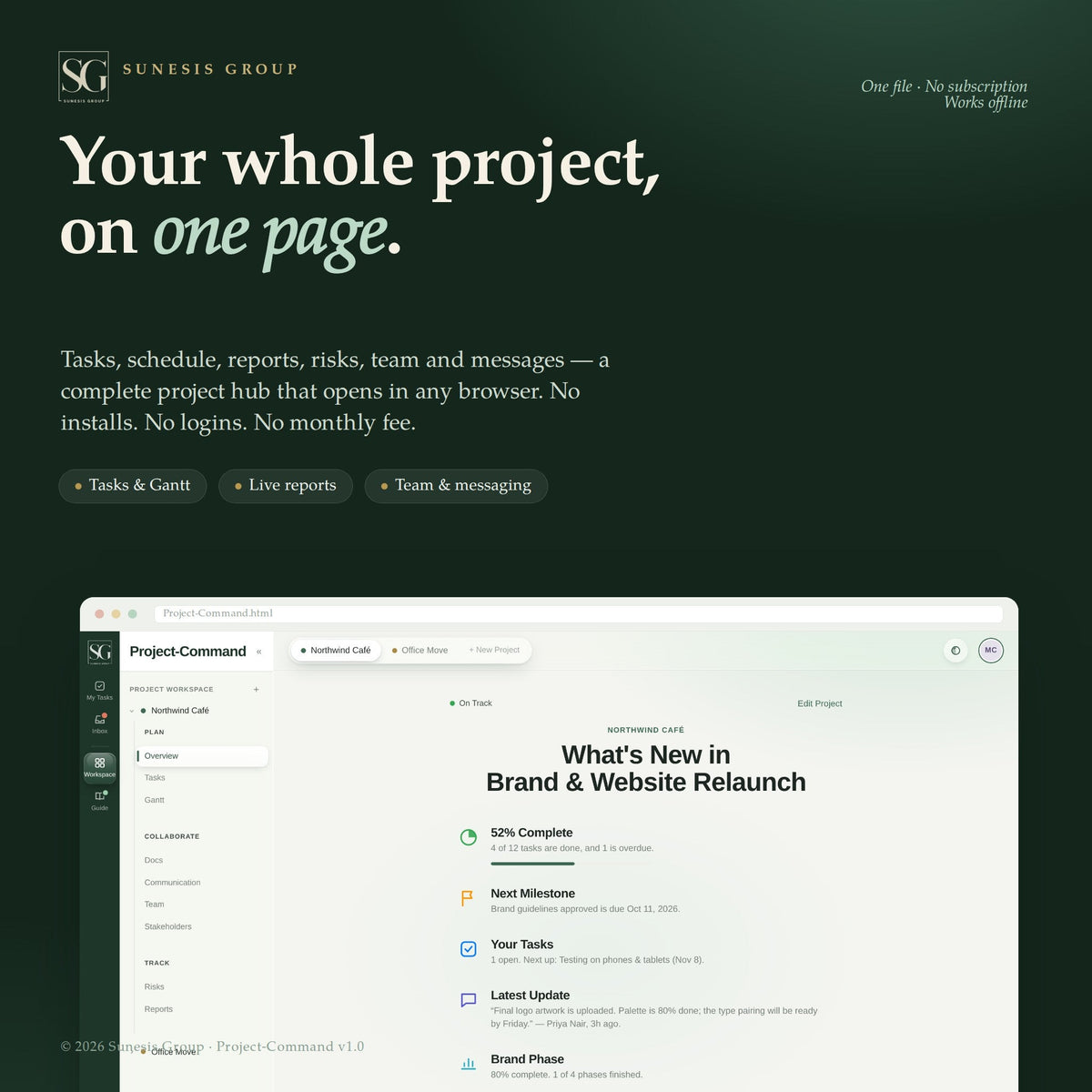Project-Command: your whole project, on one page